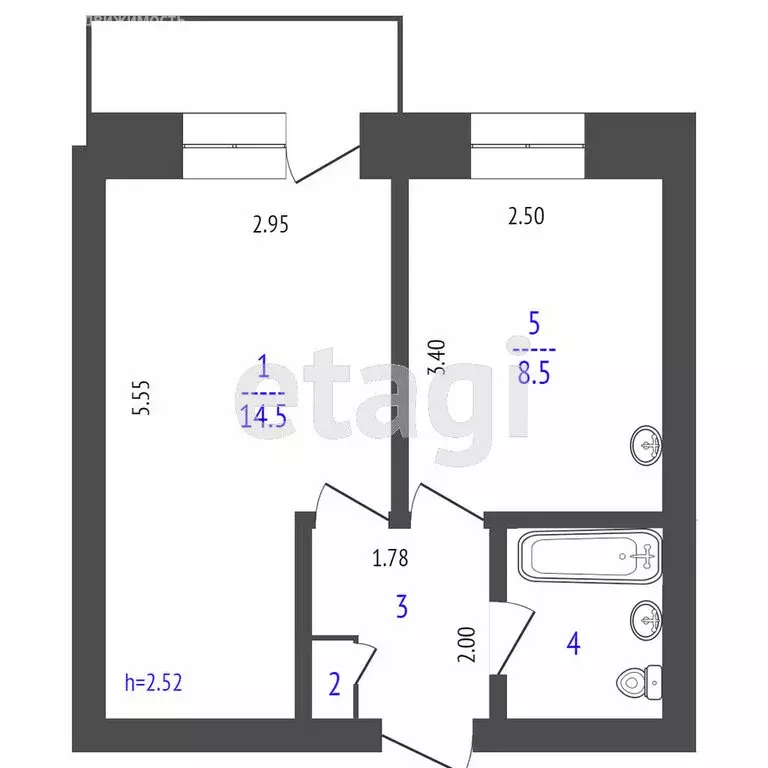 1-комнатная квартира: Улан-Удэ, улица Павлова, 61 (29.6 м) - Фото 1