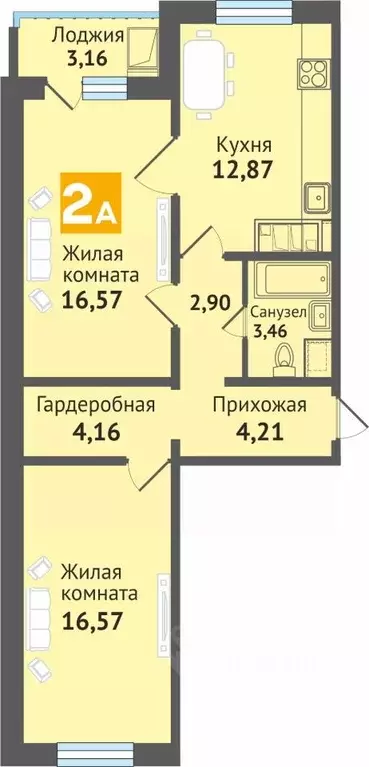 2-к кв. Марий Эл, Медведево городское поселение, Медведево пгт ул. ... - Фото 1