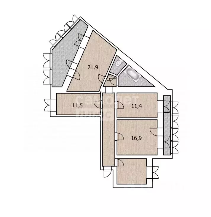 4-к кв. Тюменская область, Тюмень ул. Николая Чаплина, 132 (92.6 м) - Фото 2