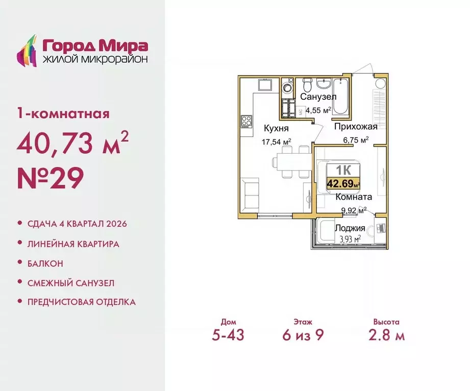 1-к кв. Крым, Симферополь ул. Батурина (40.73 м) - Фото 0