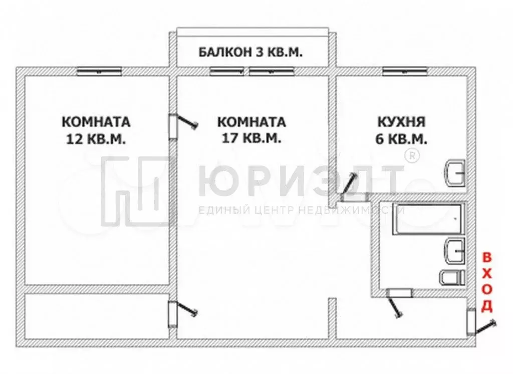 2-к. квартира, 42,9 м, 3/5 эт. - Фото 0