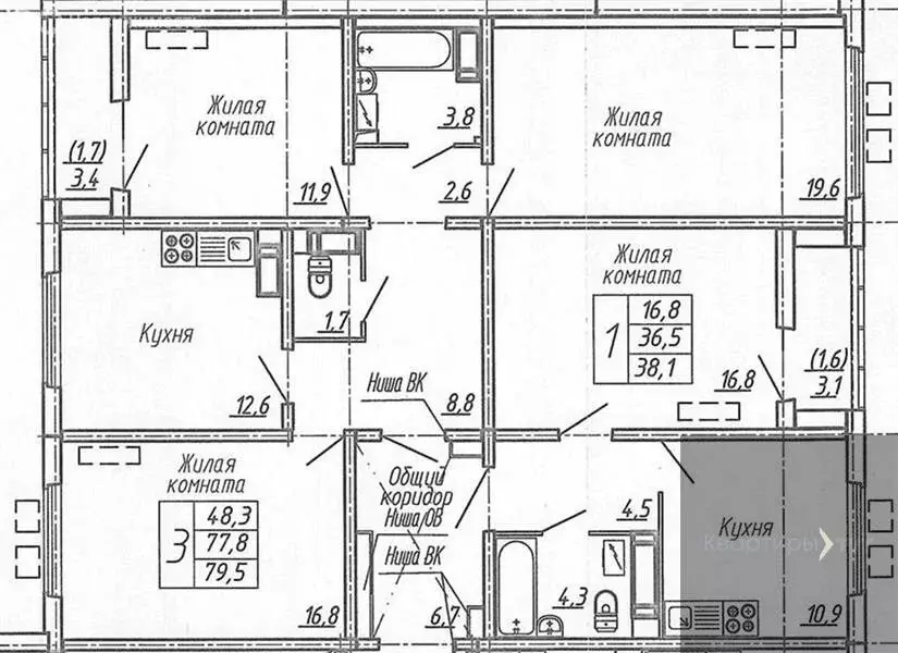 3-комнатная квартира: Воронеж, улица Шишкова, 140Б/6 (79.5 м) - Фото 0