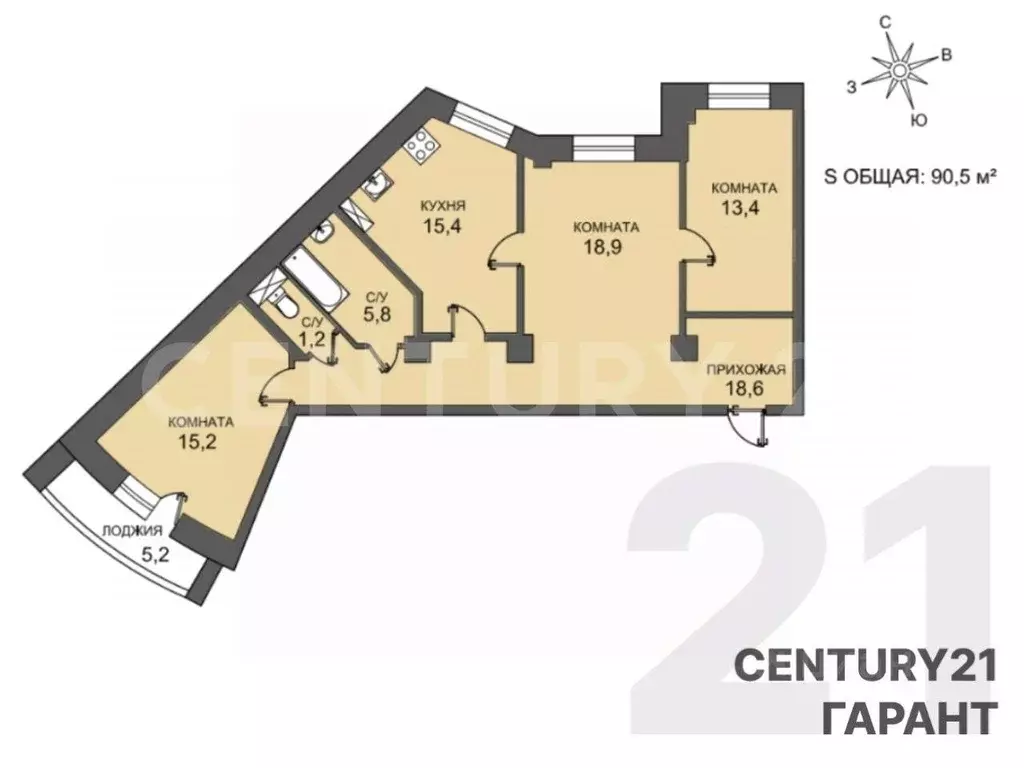 3-к кв. Санкт-Петербург просп. Ветеранов, 75к1 (90.5 м) - Фото 1