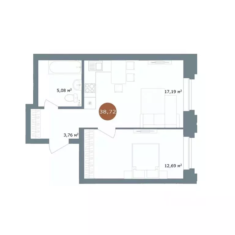 2-к кв. Новосибирская область, Новосибирск 19/56 Кварталы Телецентра ... - Фото 0