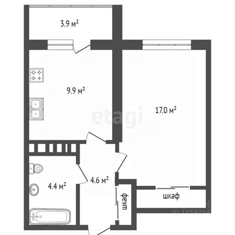 1-к кв. Крым, Симферополь пер. Мраморный (36.6 м) - Фото 1