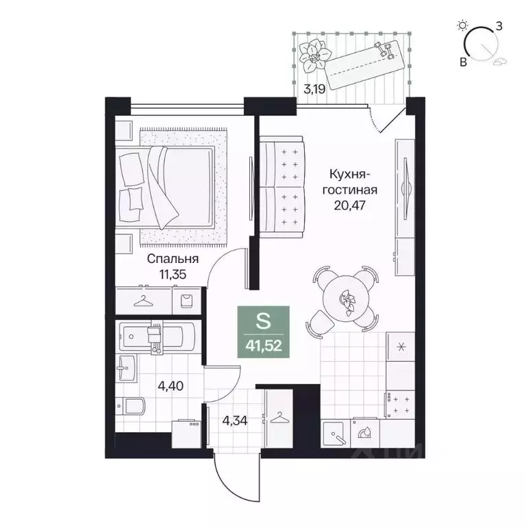 1-к кв. Волгоградская область, Волгоград просп. Имени В.И. Ленина, 59Г ... - Фото 1