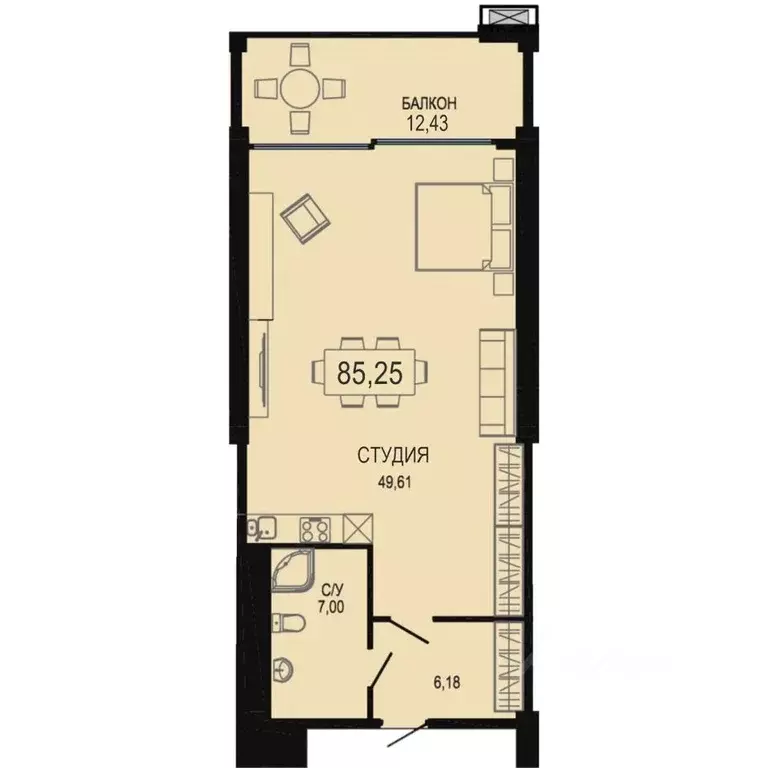 Студия Севастополь ул. Пляж Омега, 39с1 (85.25 м) - Фото 2