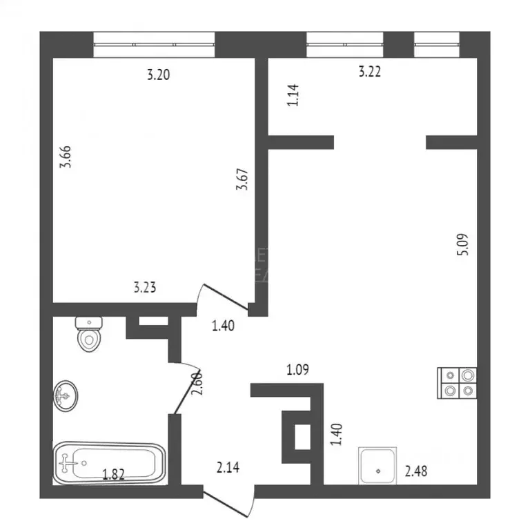 1-к кв. Тюменская область, Тюмень ул. Алматинская, 4 (40.2 м) - Фото 1