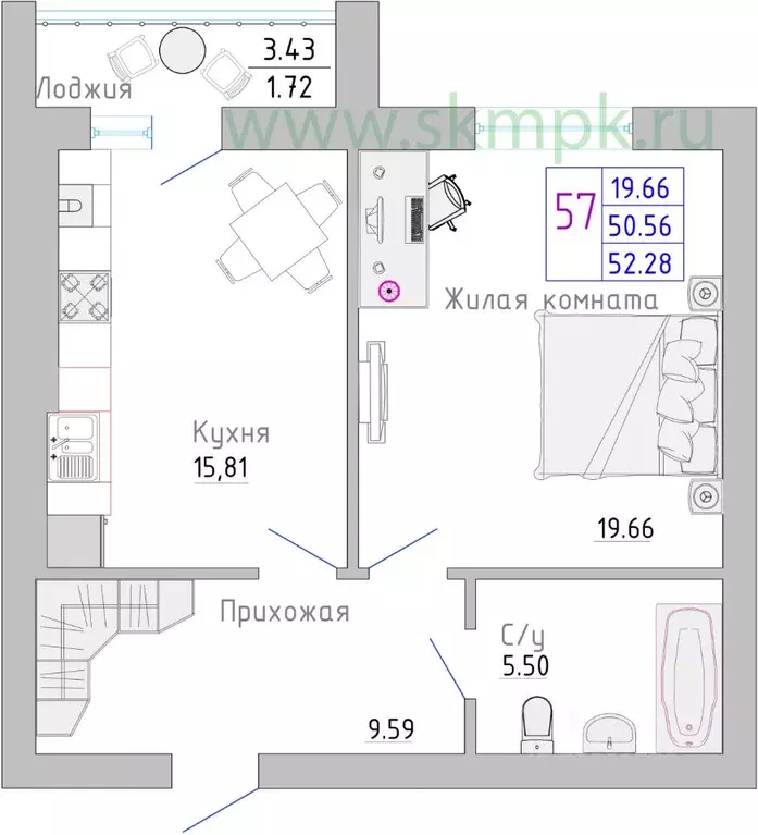 1-к кв. Калининградская область, Зеленоградск Солнечная ул., 19 (53.4 ... - Фото 1