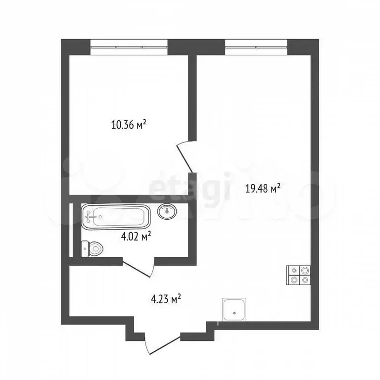 1-к. квартира, 38 м, 1/4 эт. - Фото 0