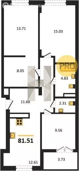 3-комнатная квартира: Гурьевск, жилой комплекс Включи (77.88 м) - Фото 0