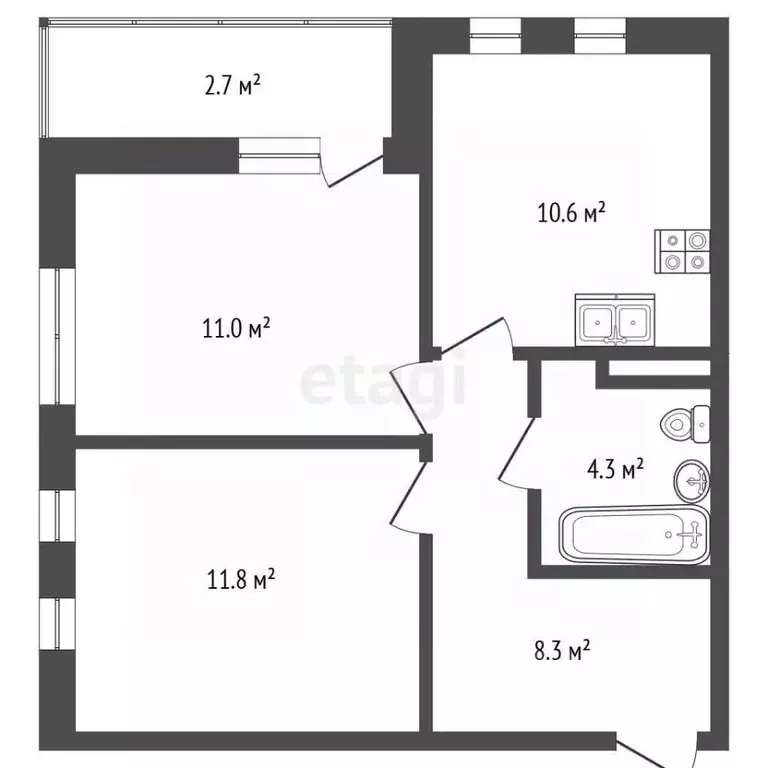 2-к кв. Москва Деснаречье жилой комплекс, к4.3 (48.7 м) - Фото 2