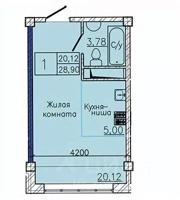 Студия Ставропольский край, Пятигорск ул. Ермолова, 28А (28.9 м) - Фото 1