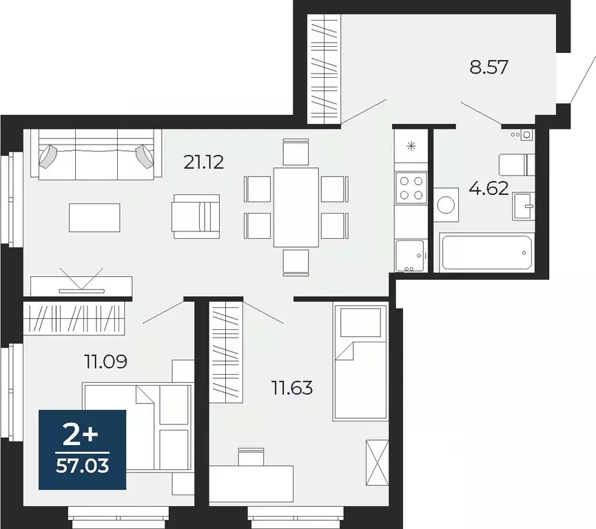 2-к кв. Тюменская область, Тюмень ул. Фармана Салманова, 17 (57.03 м) - Фото 0