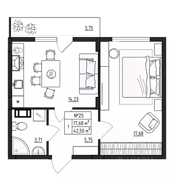 1-к кв. Ленинградская область, Гатчинский муниципальный округ, д. ... - Фото 1