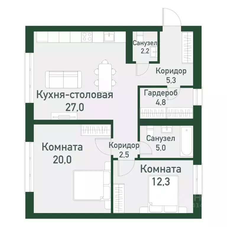 2-к кв. Челябинская область, Челябинский городской округ, пос. ... - Фото 0