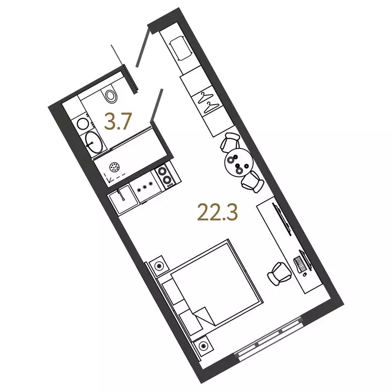 Квартира-студия: Санкт-Петербург, Ташкентская улица, 6к2 (26 м) - Фото 0