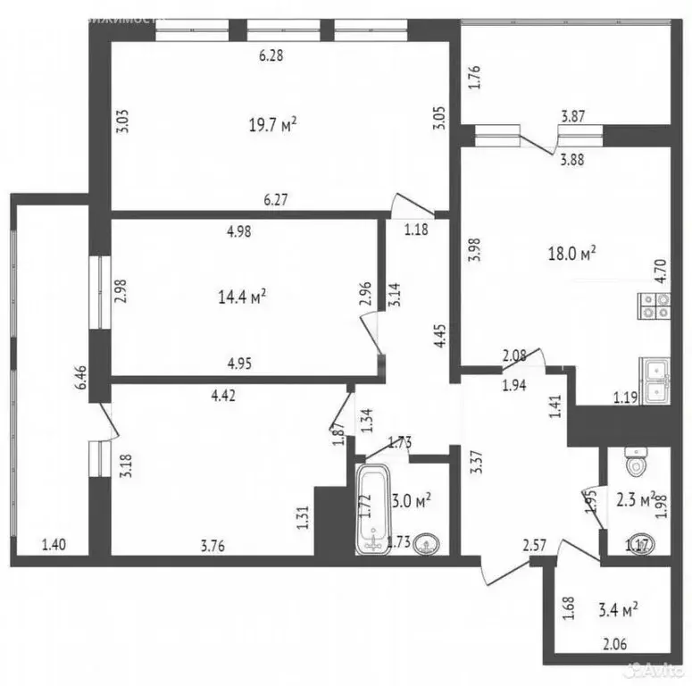 3-комнатная квартира: Туапсе, улица Портовиков, 39/1 (86.1 м) - Фото 1