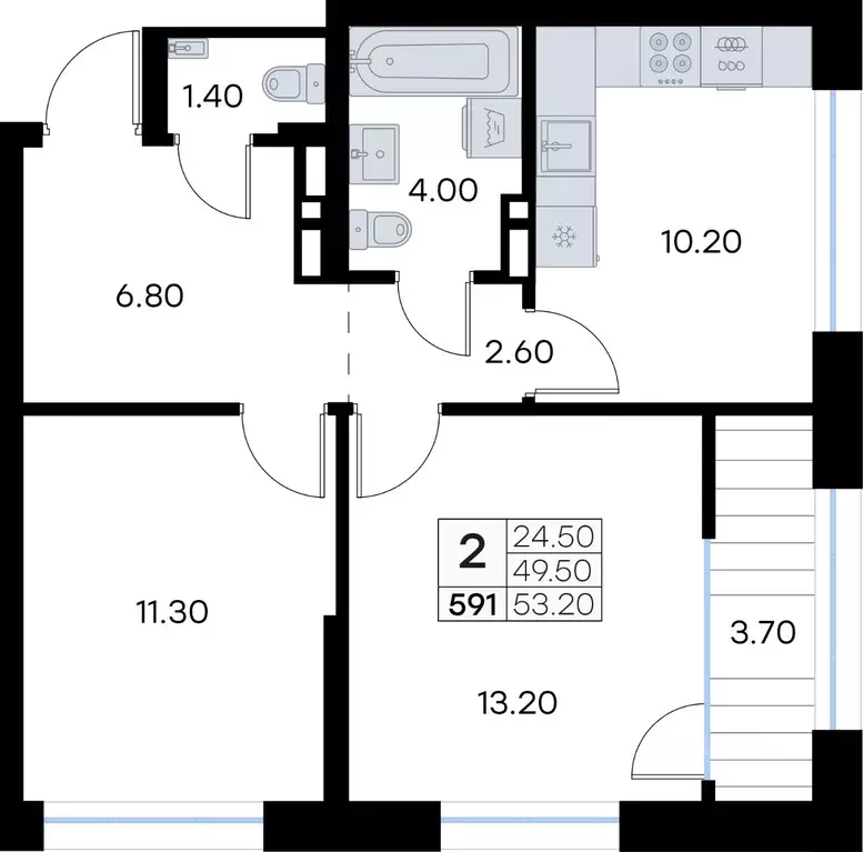 2-к кв. Приморский край, Владивосток ул. Нейбута, 135 (53.2 м) - Фото 1