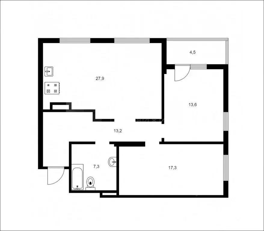 2-к кв. Тюменская область, Тюмень ул. Мельникайте, 34 (65.0 м) - Фото 1