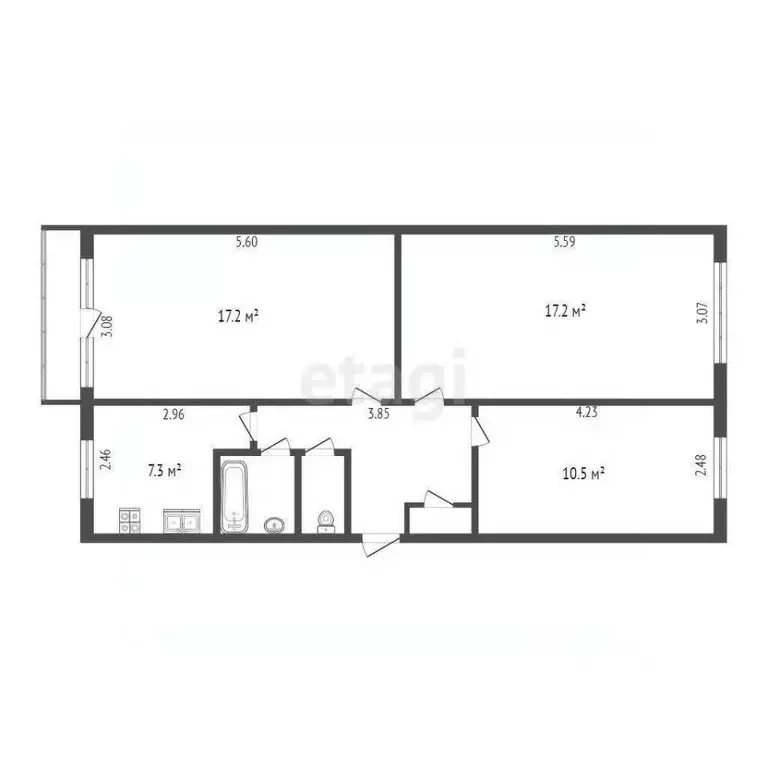 3-к кв. Тюменская область, Тюмень ул. Белинского, 3 (62.0 м) - Фото 1