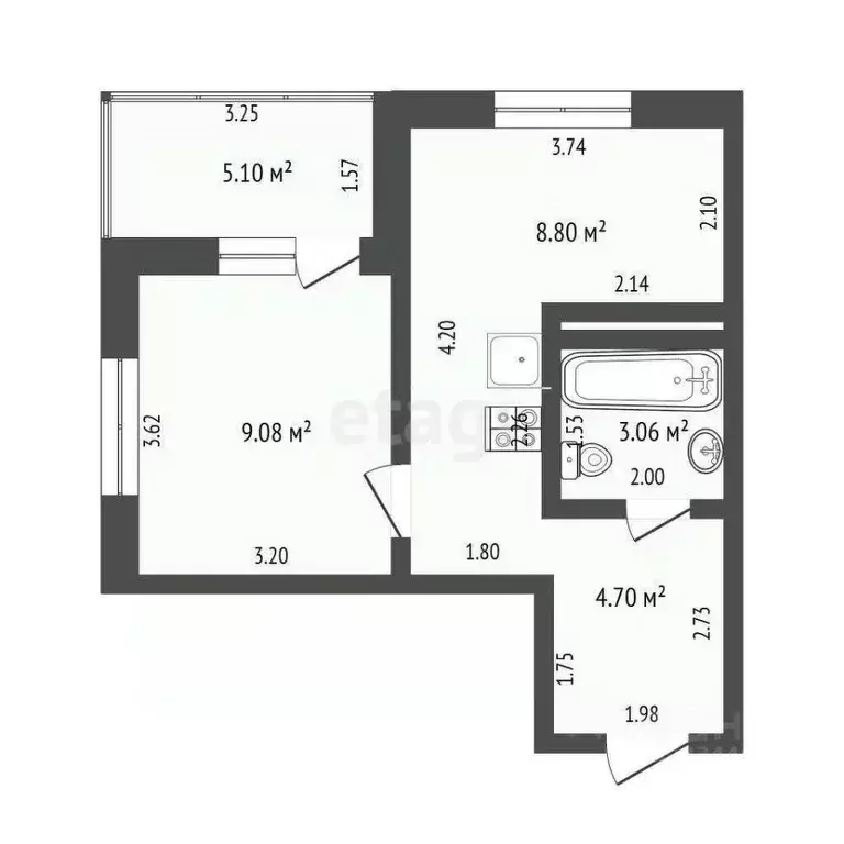 1-к кв. Тюменская область, Тюмень Дамбовская ул., 25к1 (33.3 м) - Фото 2