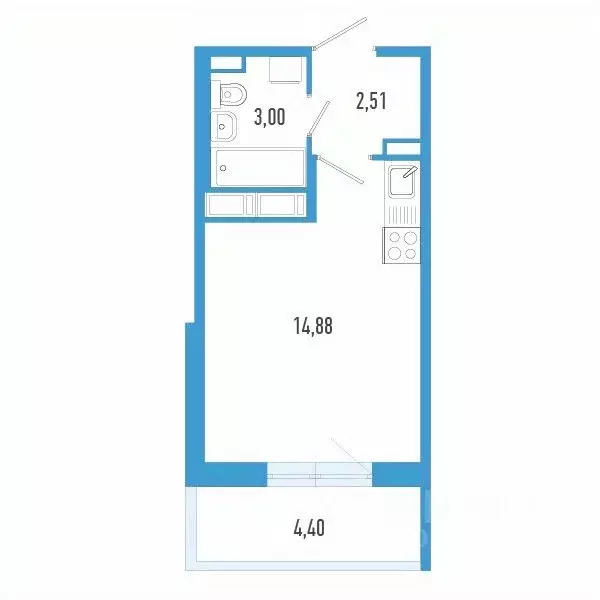 Студия Санкт-Петербург пос. Шушары,  (21.71 м) - Фото 0