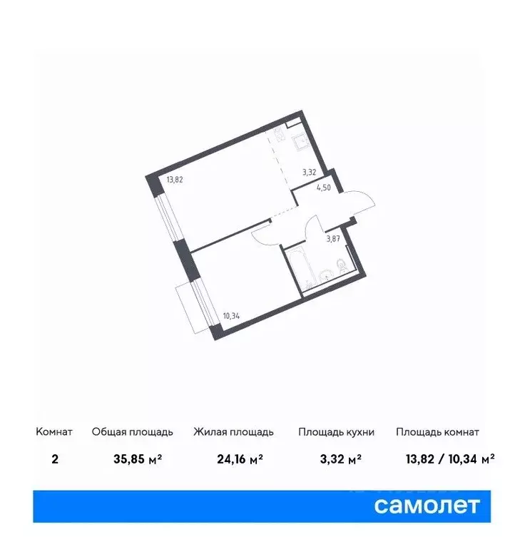 1-к кв. Москва Северный ао, Молжаниново жилой комплекс, к4 (35.85 м) - Фото 0