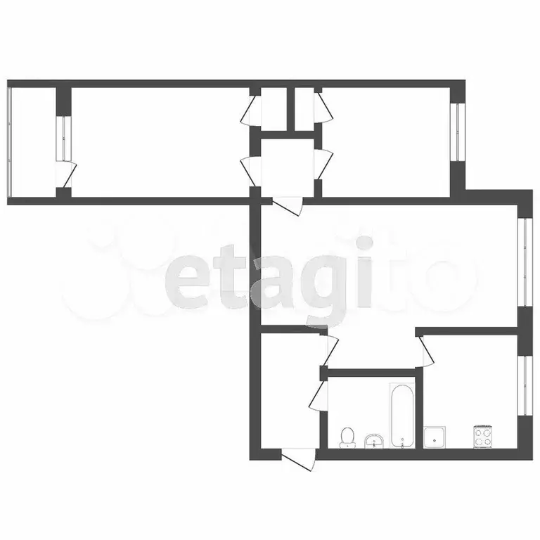 3-к. квартира, 54 м, 2/5 эт. - Фото 0