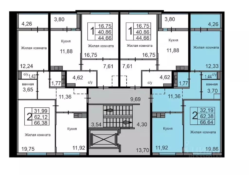 2-к кв. Калужская область, Калуга ул. Минская, 2 (66.64 м) - Фото 1