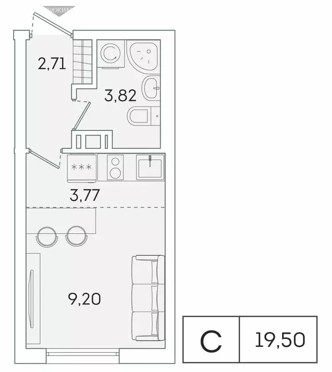 Квартира-студия: Мурино, Графская улица, 6к1 (19.4 м) - Фото 1