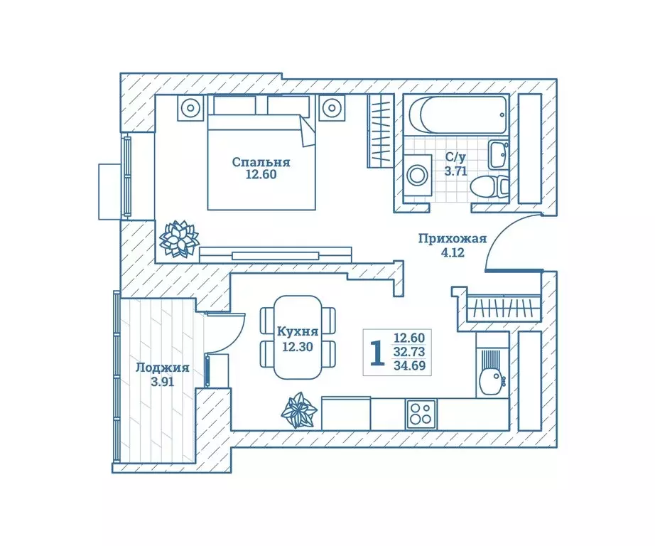 1-комнатная квартира: посёлок городского типа Монино, улица Генерала ... - Фото 1