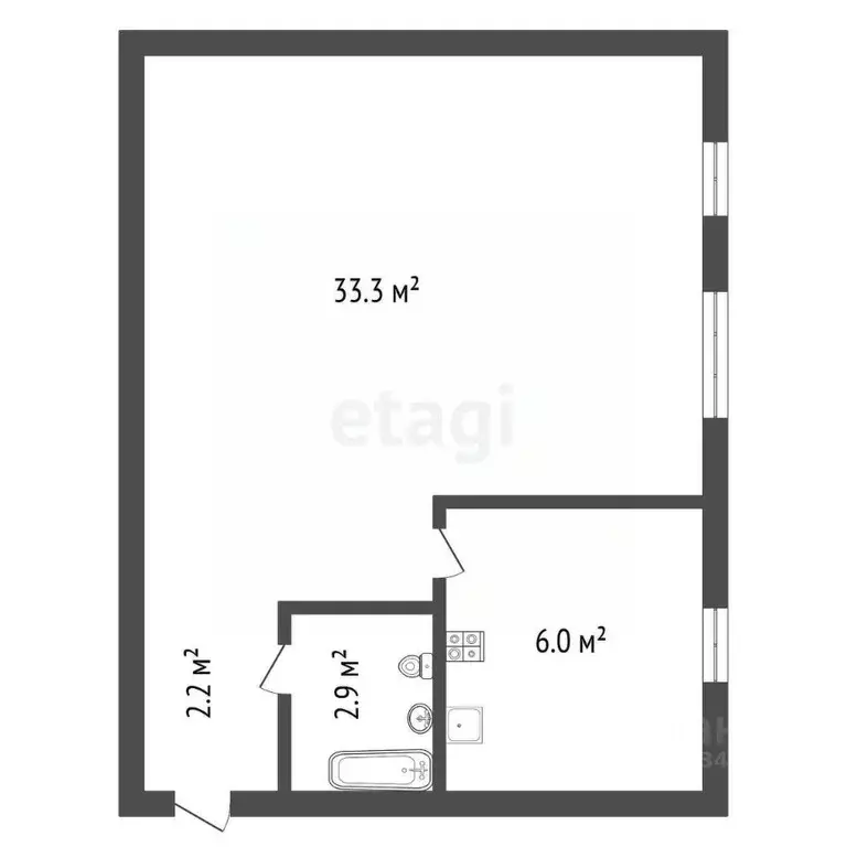 1-к кв. Воронежская область, Воронеж ул. Домостроителей, 5 (44.4 м) - Фото 2