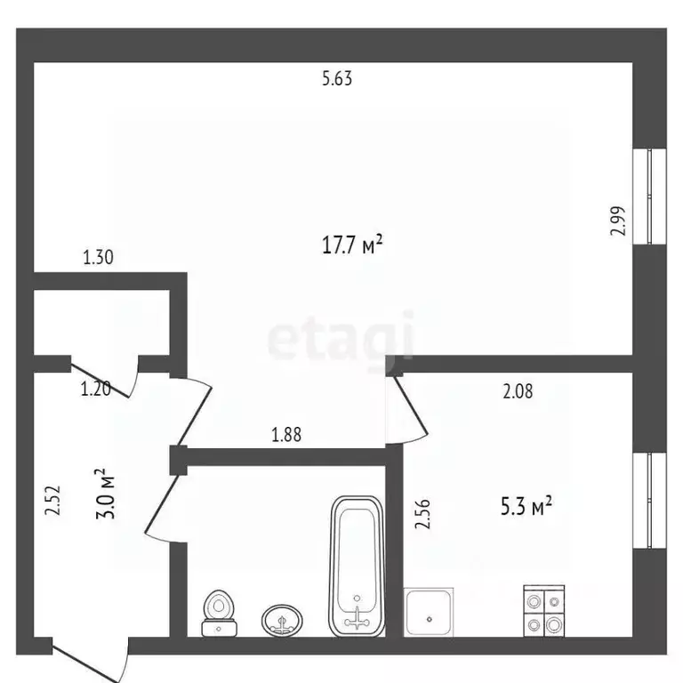 1-к кв. Тюменская область, Тюмень Тульская ул., 7 (29.6 м) - Фото 0