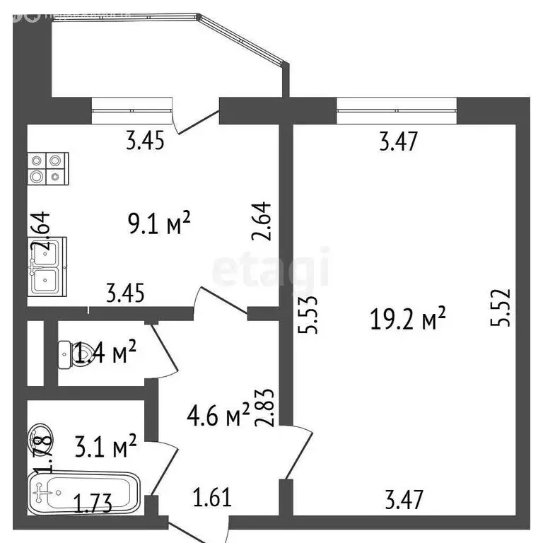 1-комнатная квартира: Орёл, Приборостроительная улица, 59 (37.4 м) - Фото 0