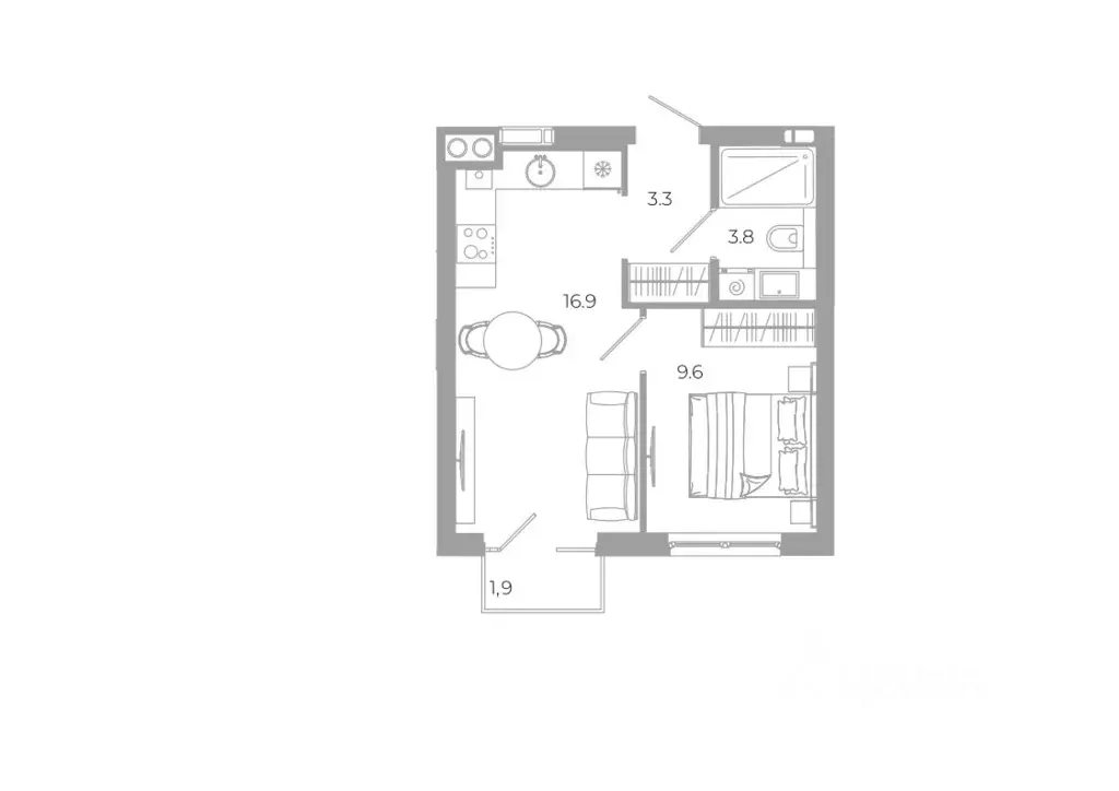 1-к кв. Астраханская область, Астрахань Гагарин жилой комплекс (35.5 ... - Фото 1