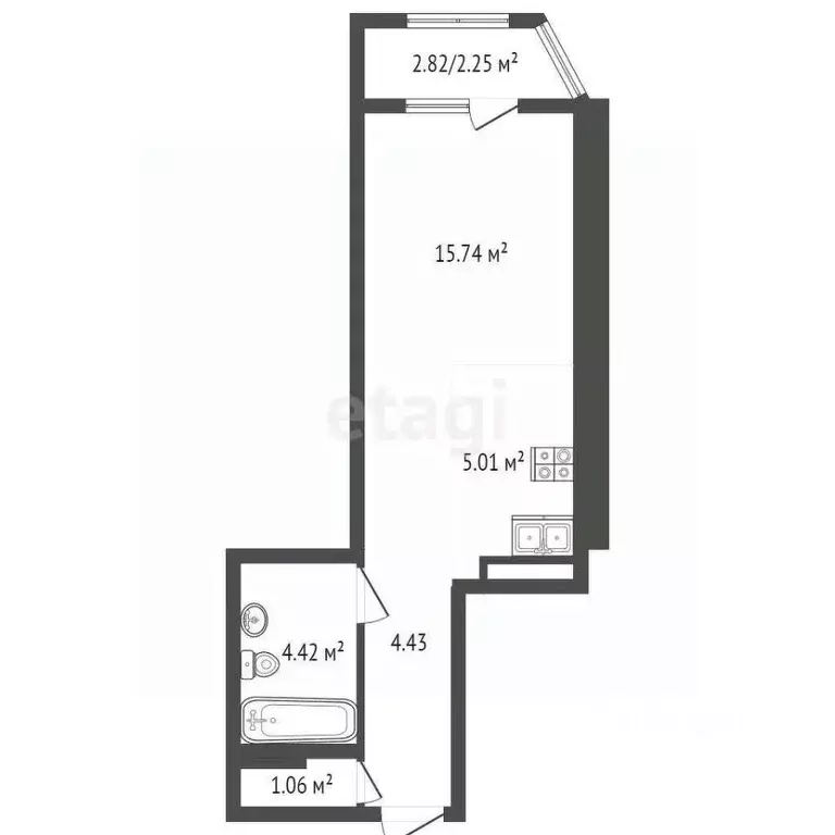 Студия Севастополь ул. Александра Маринеско, 1Бк3 (31.3 м) - Фото 1