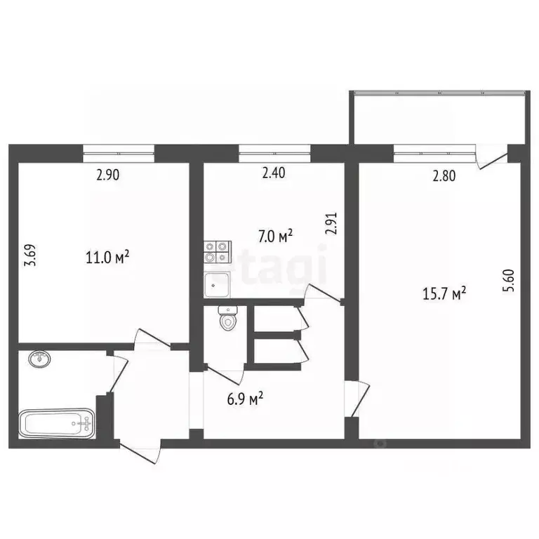 2-к кв. Камчатский край, Елизово ул. Ленина, 39 (44.7 м) - Фото 2