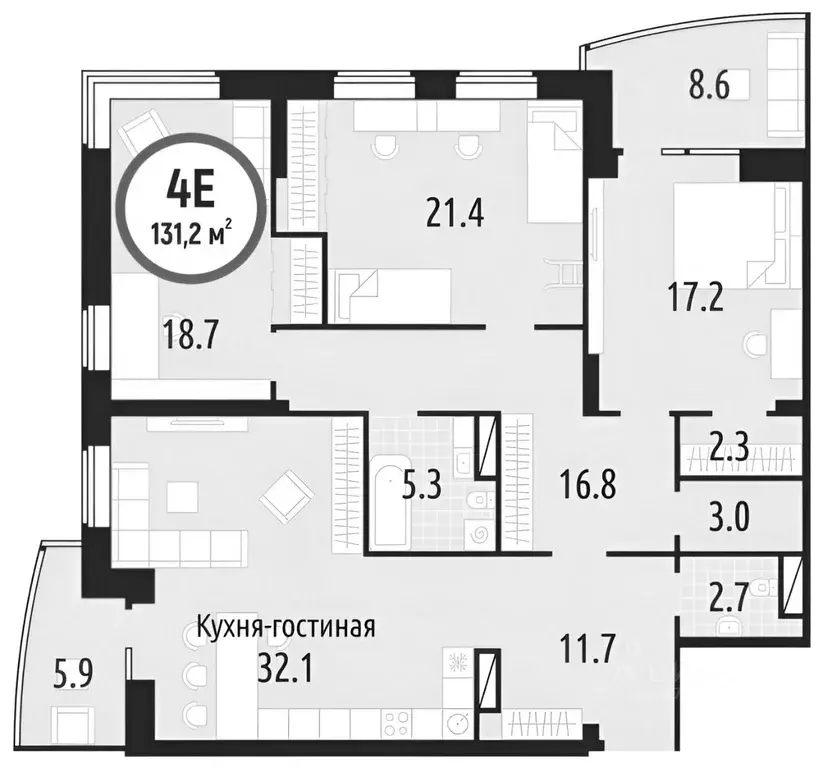 3-к кв. Тюменская область, Тюмень ул. Мельникайте, 30к3 (132.1 м) - Фото 1