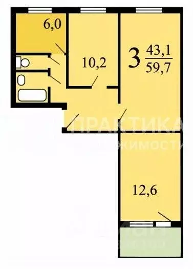 3-к кв. Москва Шоссейная ул., 58к1 (59.7 м) - Фото 1