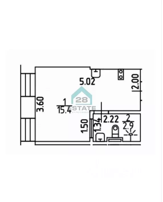 Студия Санкт-Петербург Лермонтовский просп., 50 (18.3 м) - Фото 1