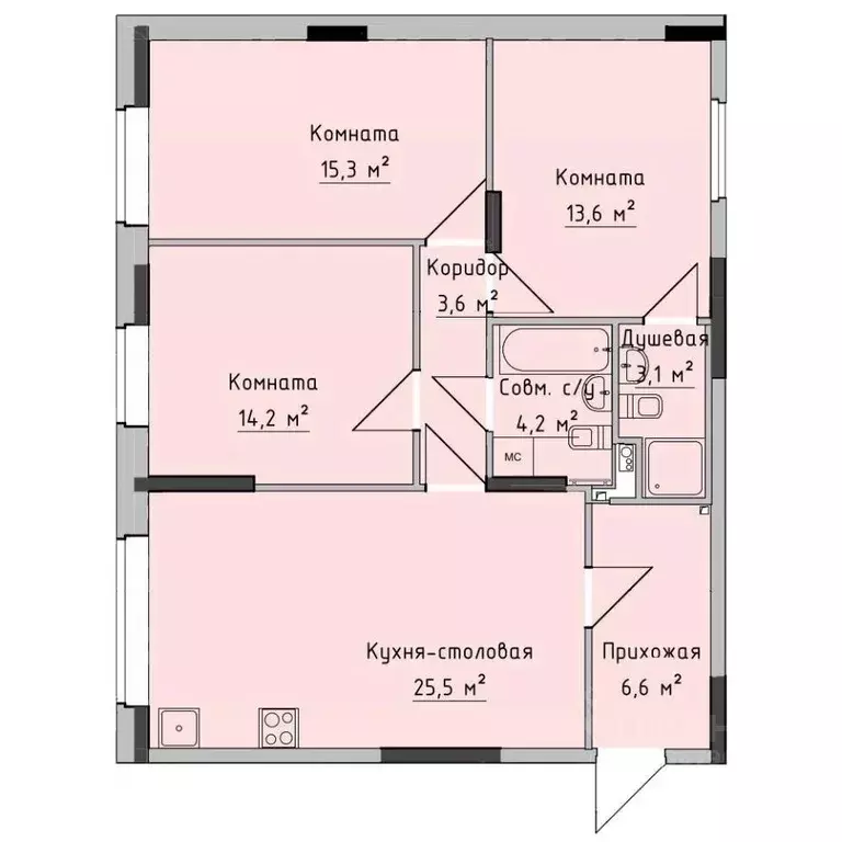 3-к кв. Удмуртия, Ижевск ул. Холмогорова, 89 (86.6 м) - Фото 0