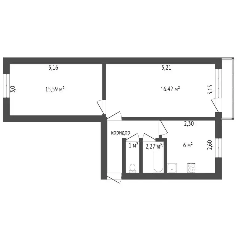 2-комнатная квартира: Ачинск, 5-й микрорайон, 17 (45.2 м) - Фото 1