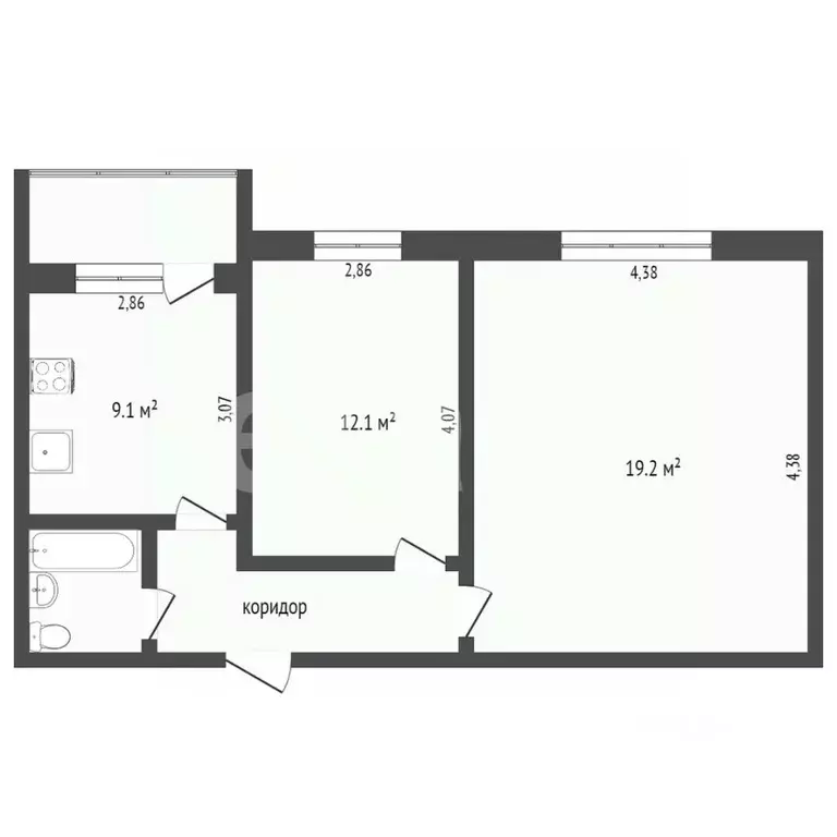 2-к кв. Тюменская область, Тобольск 9-й мкр, 5А (39.8 м) - Фото 2