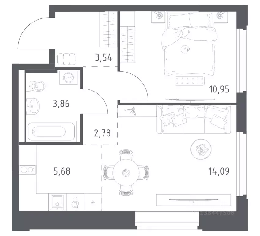 1-к кв. Московская область, Королев Юбилейный мкр, Космический Квартал ... - Фото 1