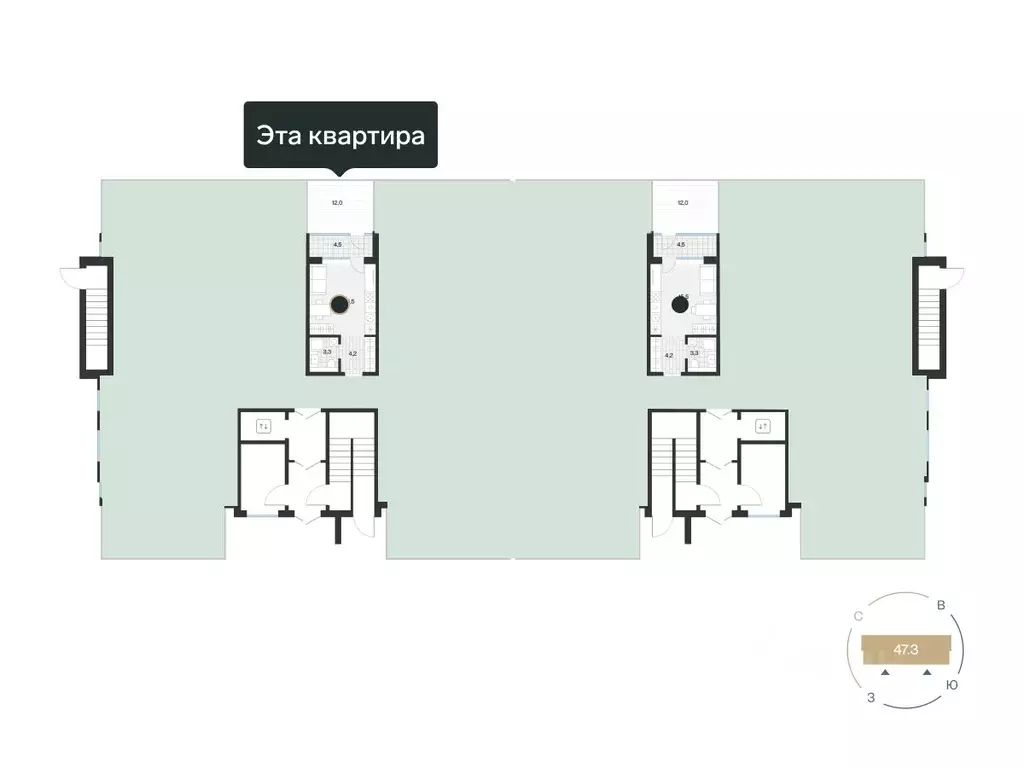 Студия Тюменская область, Тюмень ул. Игоря Комиссарова, 7 (25.24 м) - Фото 1
