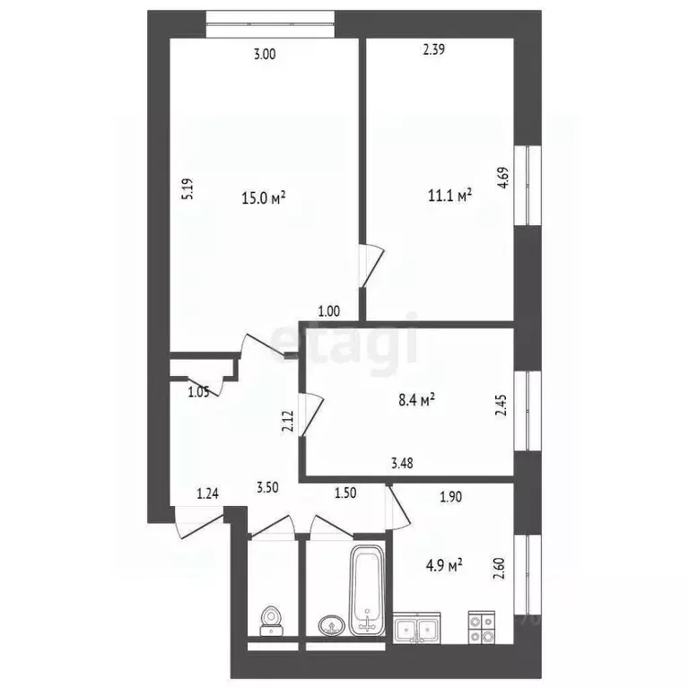 3-к кв. Свердловская область, Талица ул. Льва Толстого, 16 (49.4 м) - Фото 2