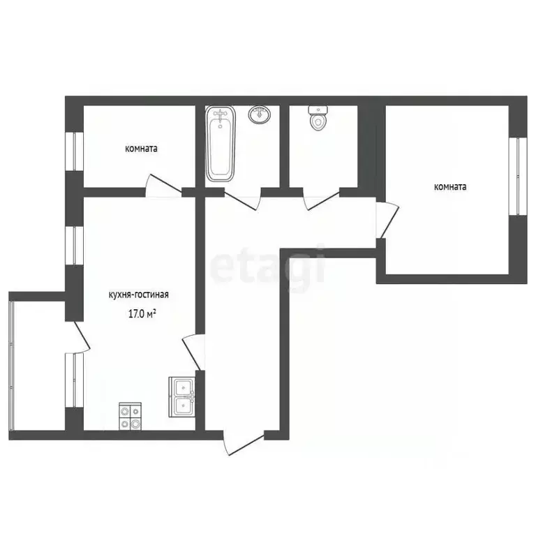 2-к кв. Калининградская область, Зеленоградский муниципальный округ, ... - Фото 2