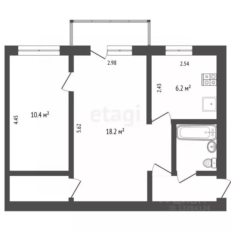 2-к кв. Вологодская область, Череповец ул. Чкалова, 24 (43.0 м) - Фото 2
