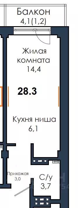 Студия Красноярский край, Красноярск Соколовская ул., 78 (26.9 м) - Фото 1